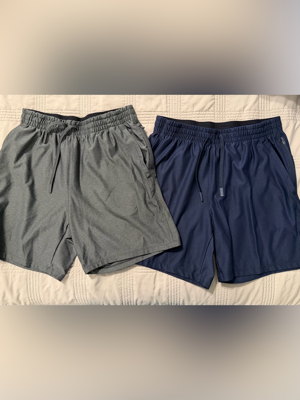 Old Navy Men's Athletic Shorts - Navy & Heather Gray Pair